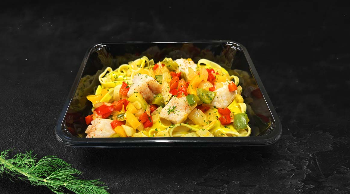 Dagschotel witte vis met tagiatelle en zachte curry